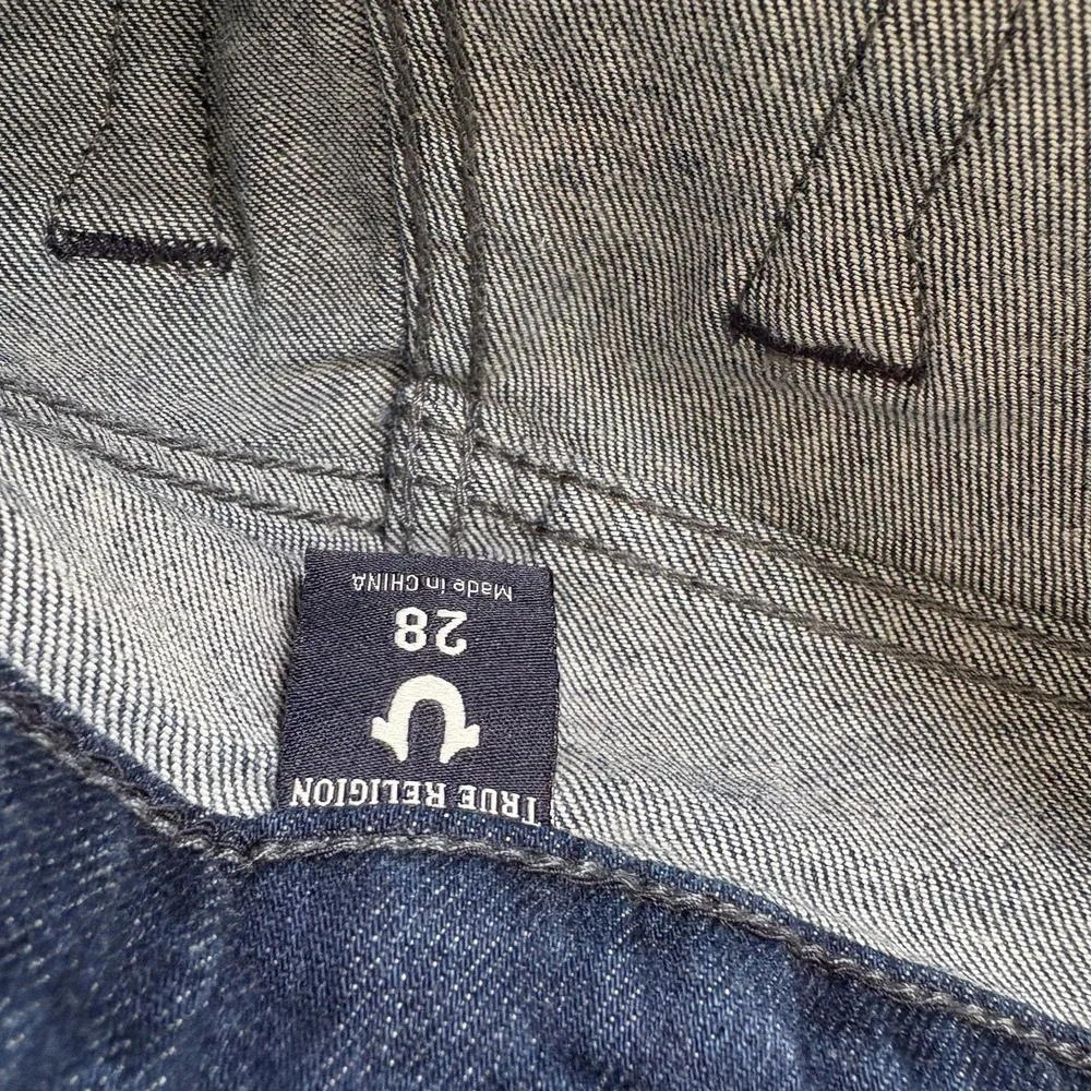 Tru Religion Halle Mid Rise Skinny Distressed Holes Studded Jeans Sz 28 A3823